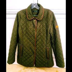 Ralph Lauren army green quilted puffer jacket  M